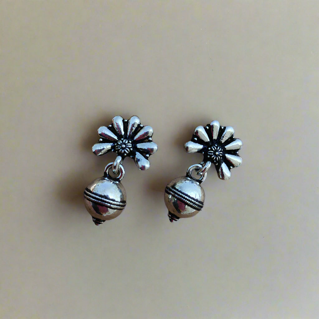 Flower Design oxidized drop earrings
