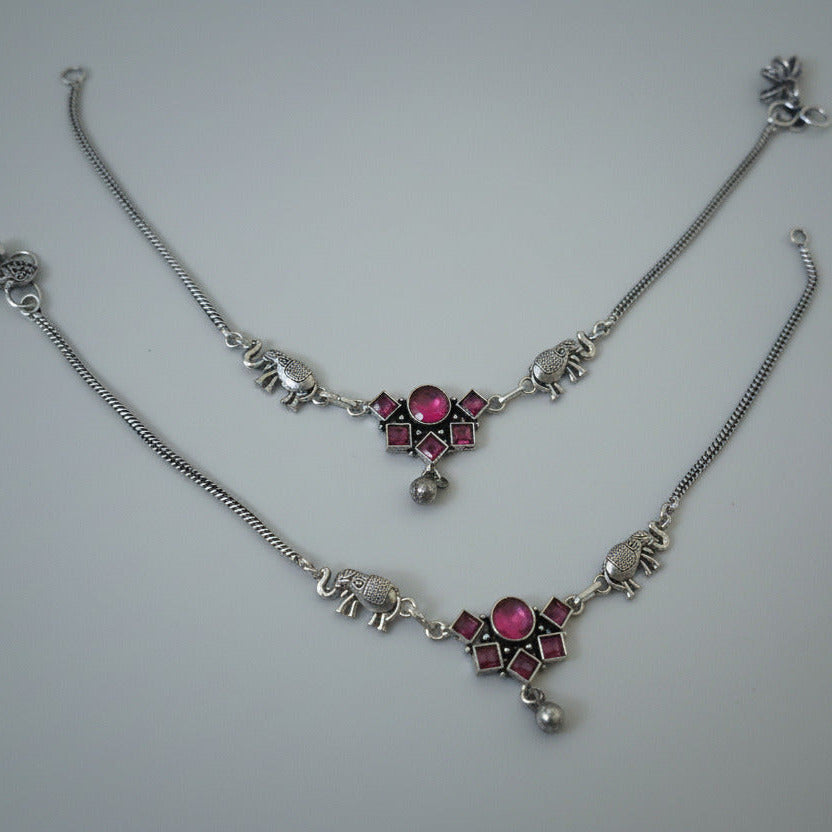 Oxidised Elephant Anklets