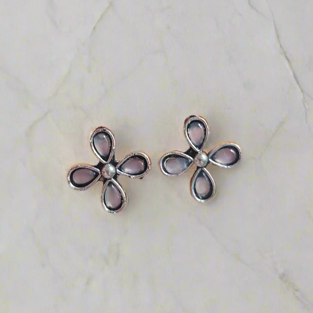Flower silver studs