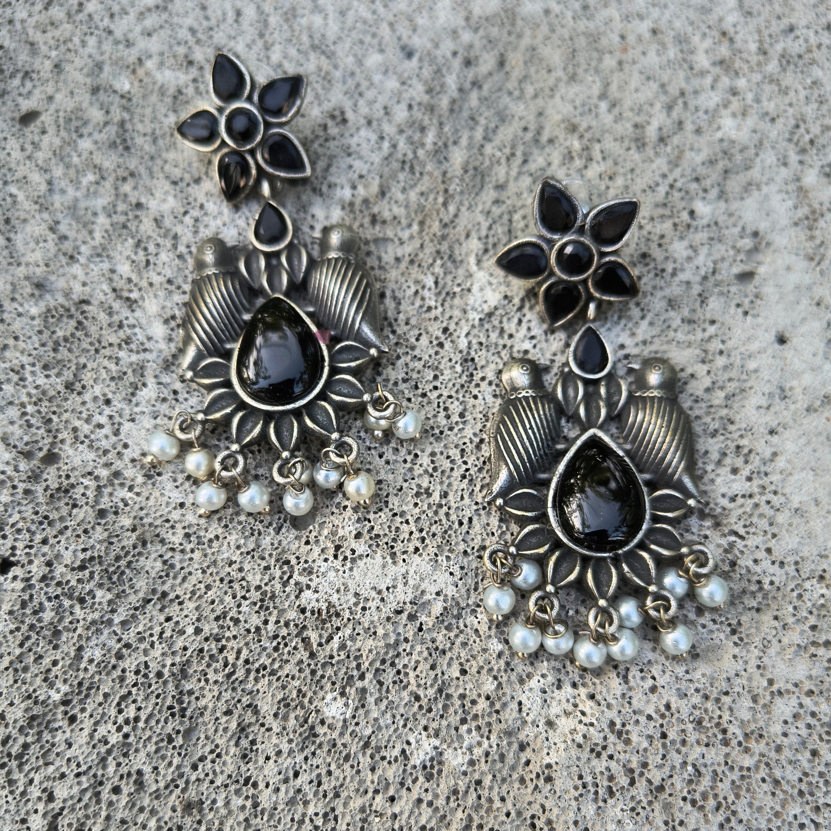 Black bird earrings