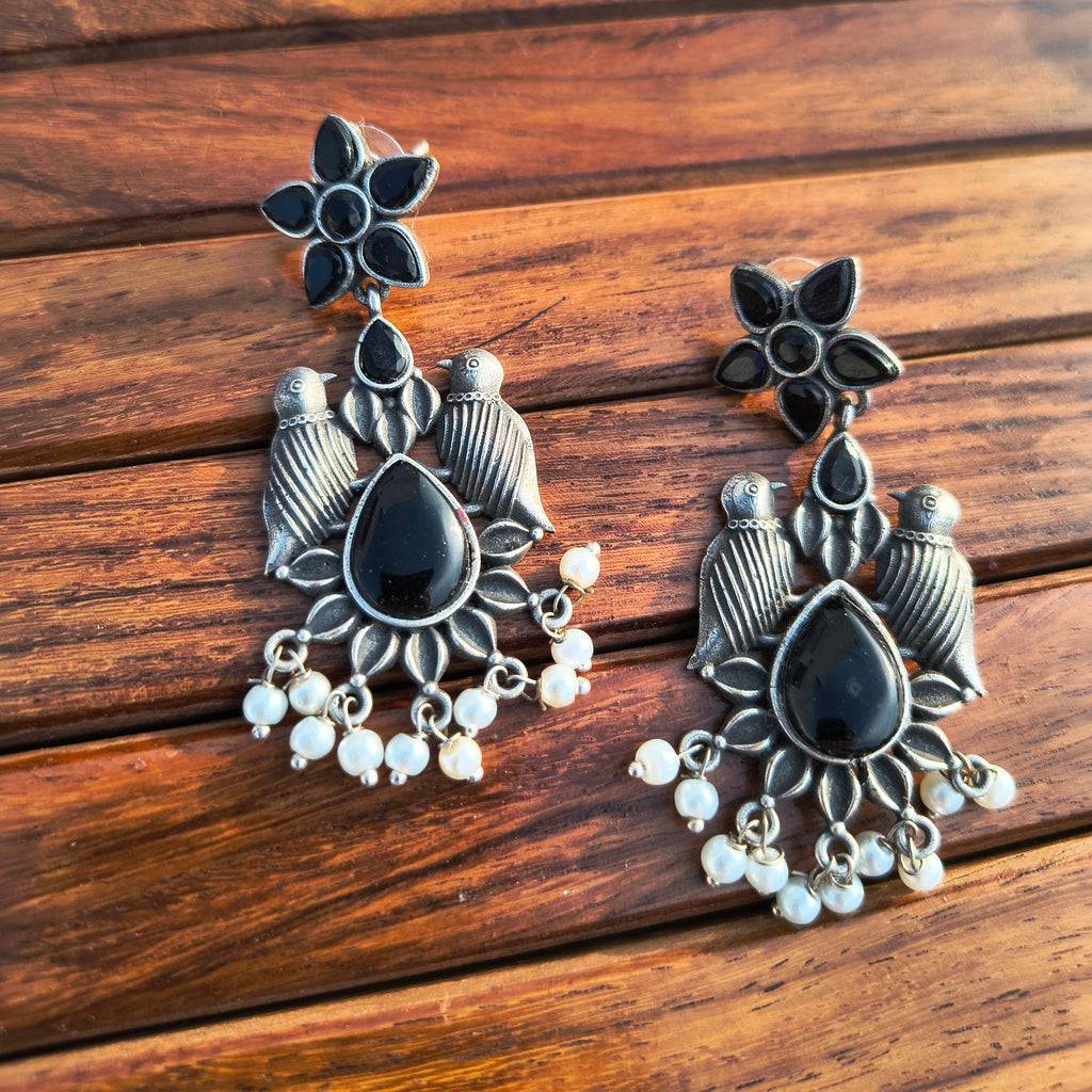 Black bird earrings