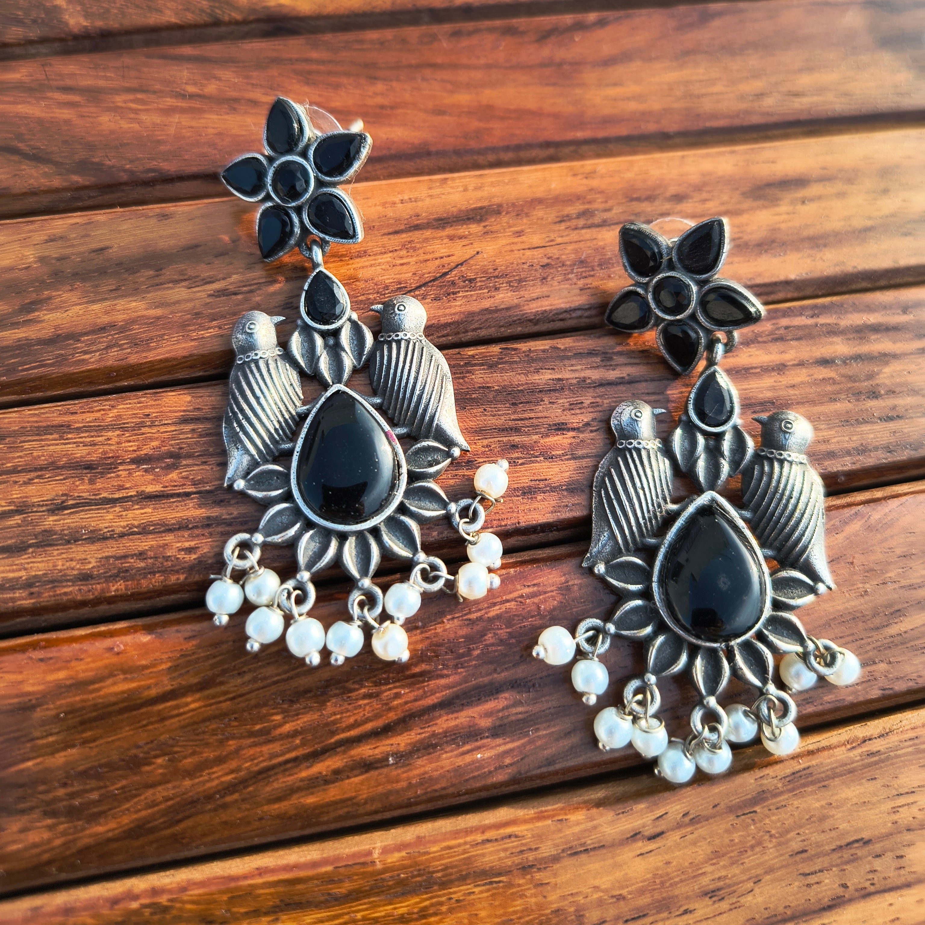 Black bird earrings