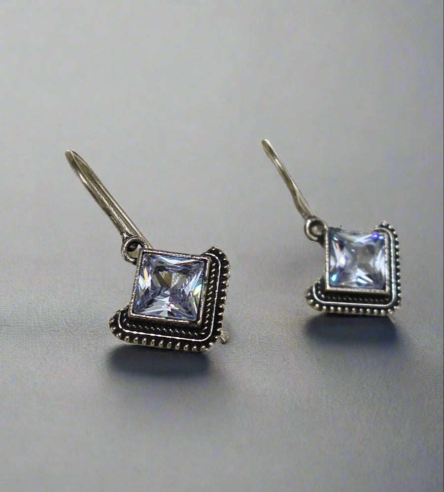 Diamond shape hook earrings