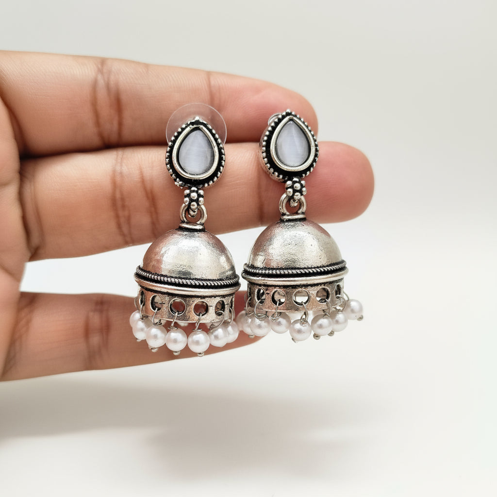 Tear drop silver jumkas