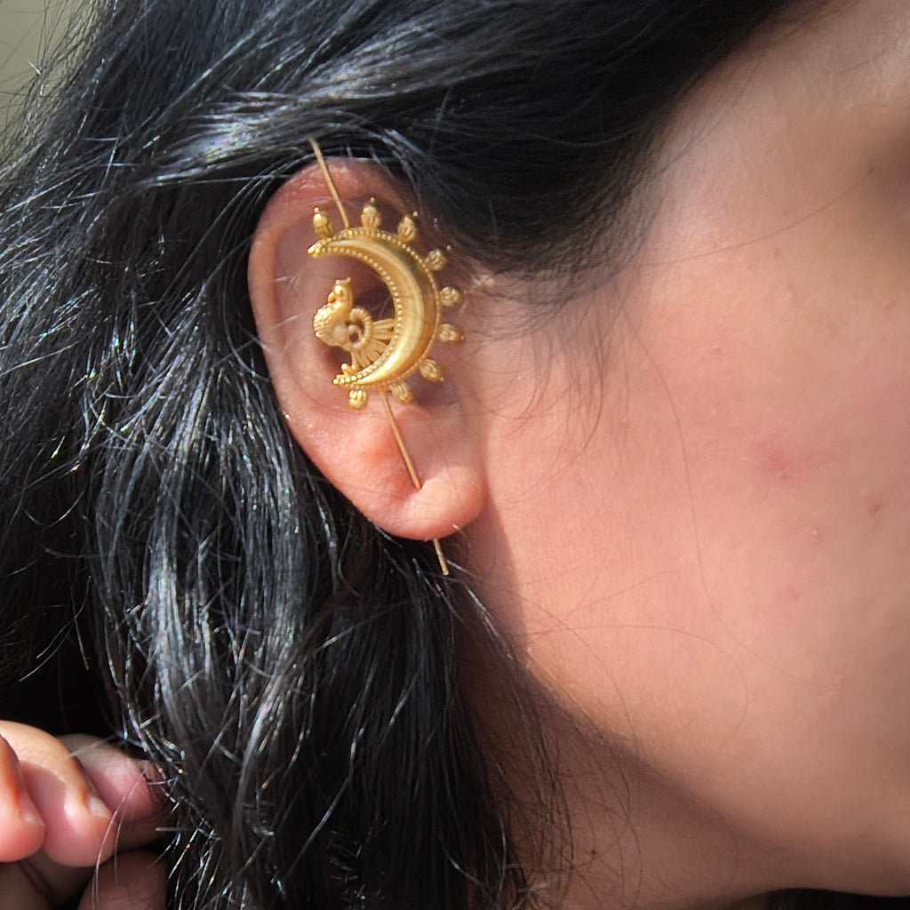 Peacock Brass Earcuffs