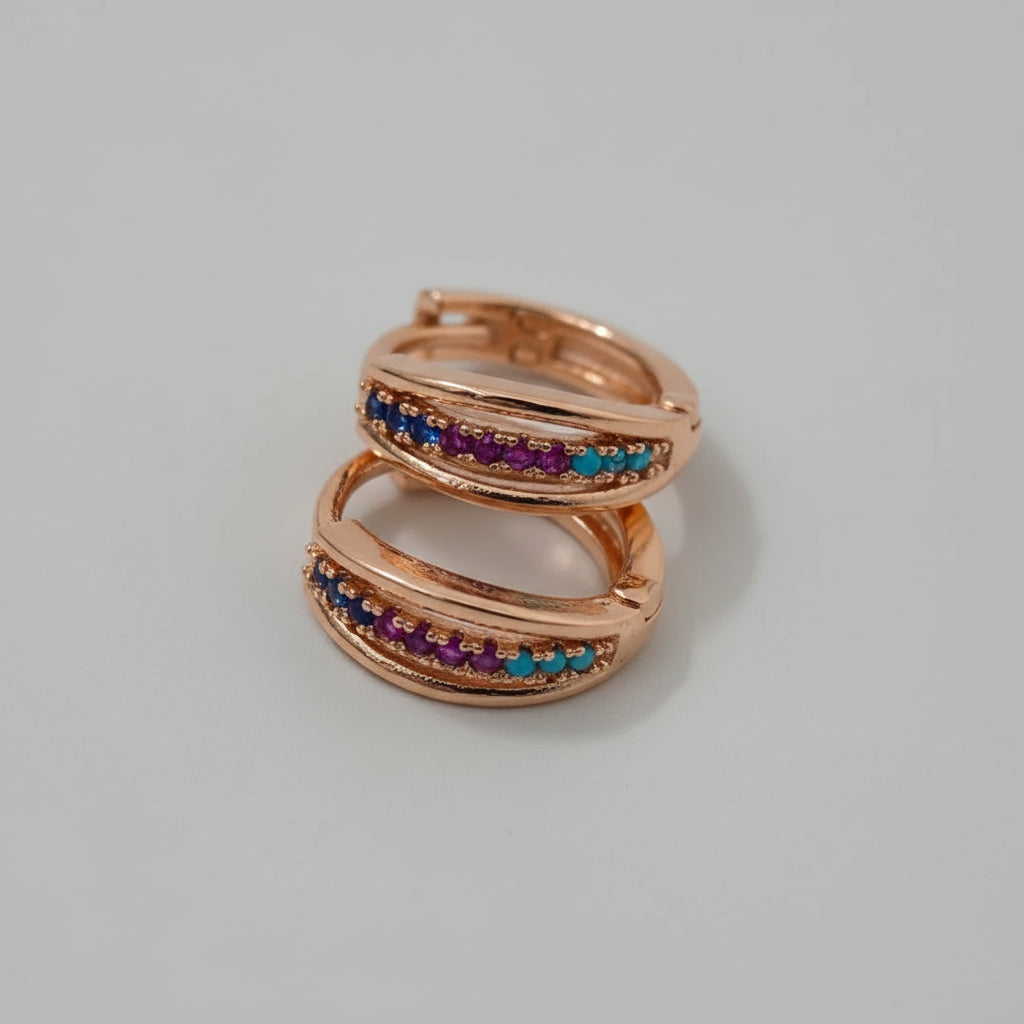 Multi stone Huggie Hoops