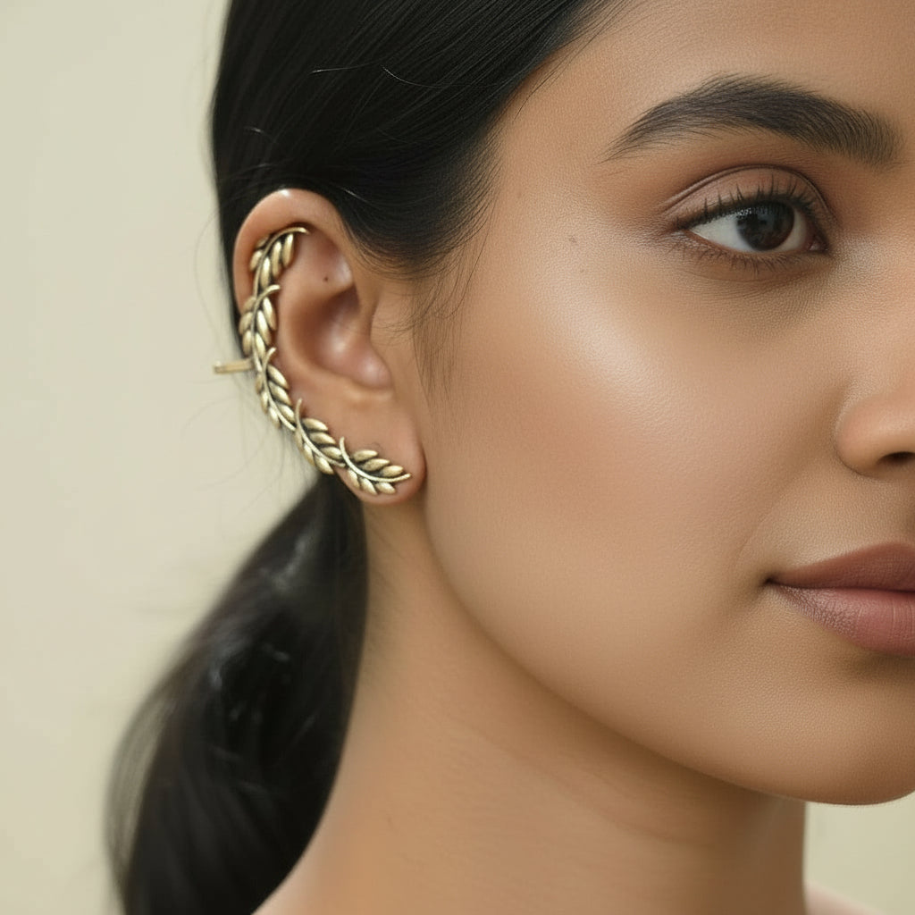 oxidised silver earcuff