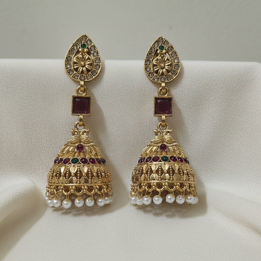 Long ethnic jhumkas