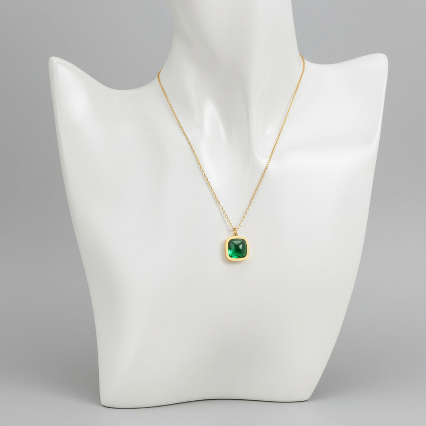 Emerald green stone necklace