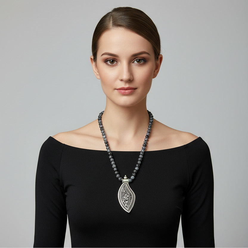 oxidised pendant bead chain