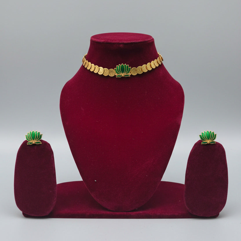 coin lotus necklace set