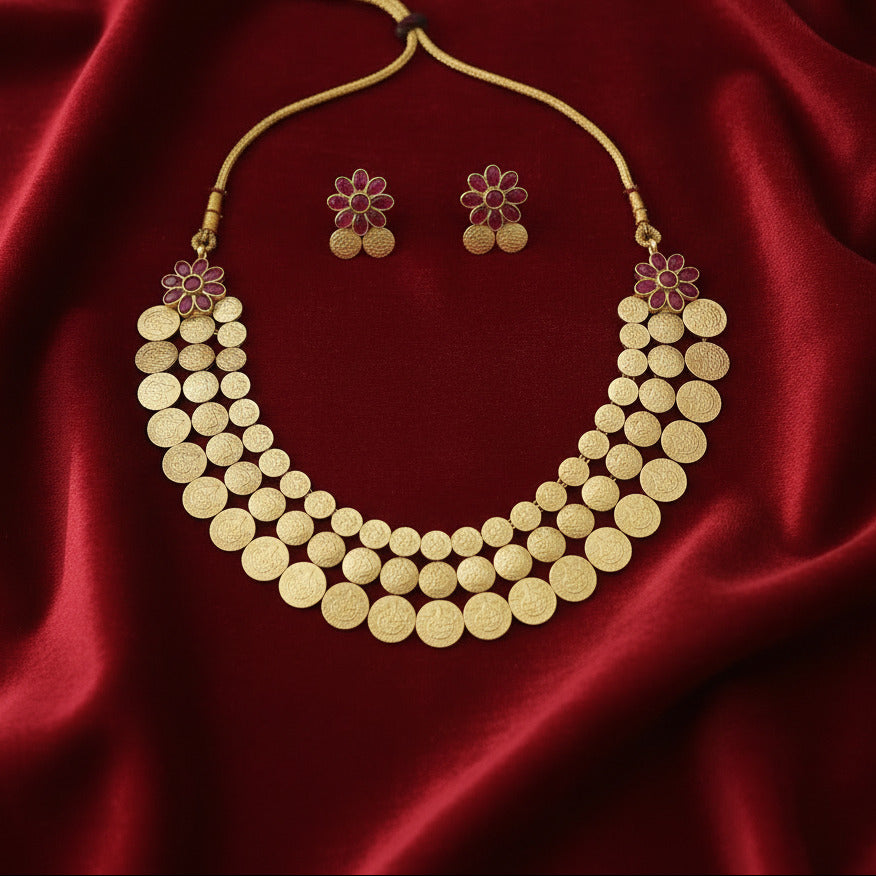 Rukmini 3 layer coin Hasli set