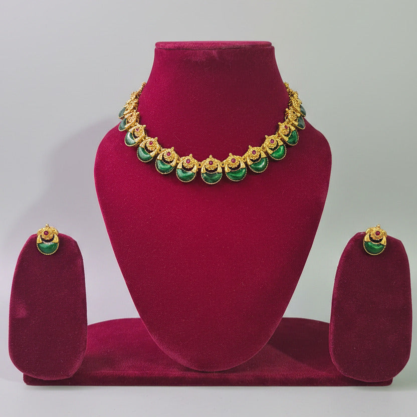 Vidya Enamel Palakka necklace set