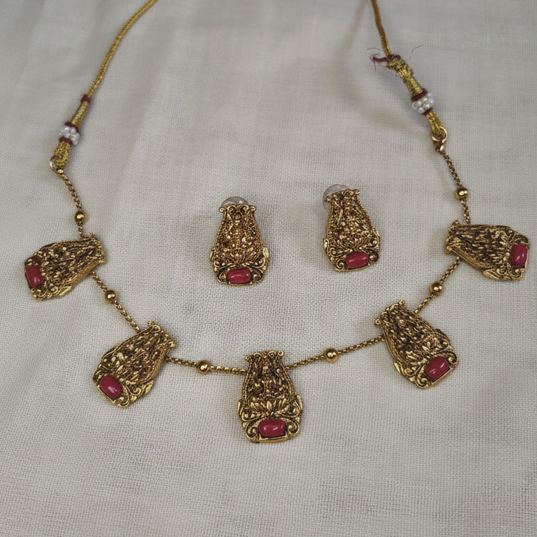 Coral Lakshmi Necklace set