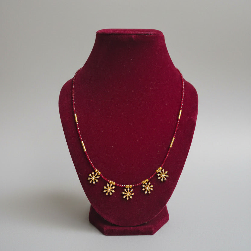 maroon crystal necklace