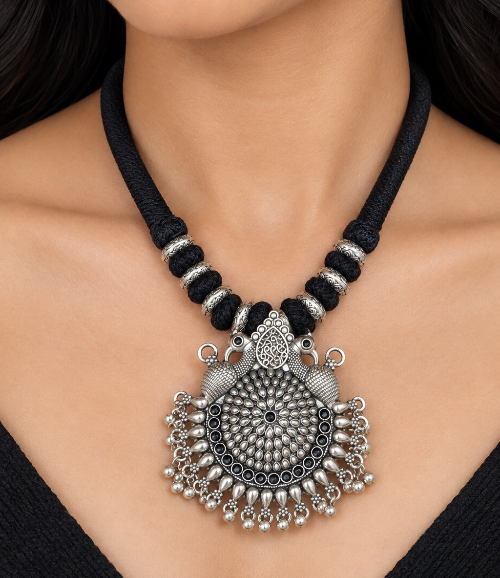 Ruchika peacock thread necklace