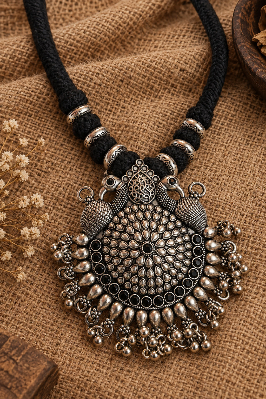 Ruchika peacock thread necklace