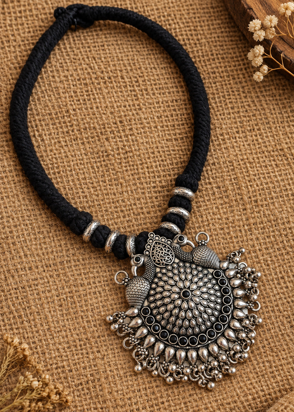Ruchika peacock thread necklace