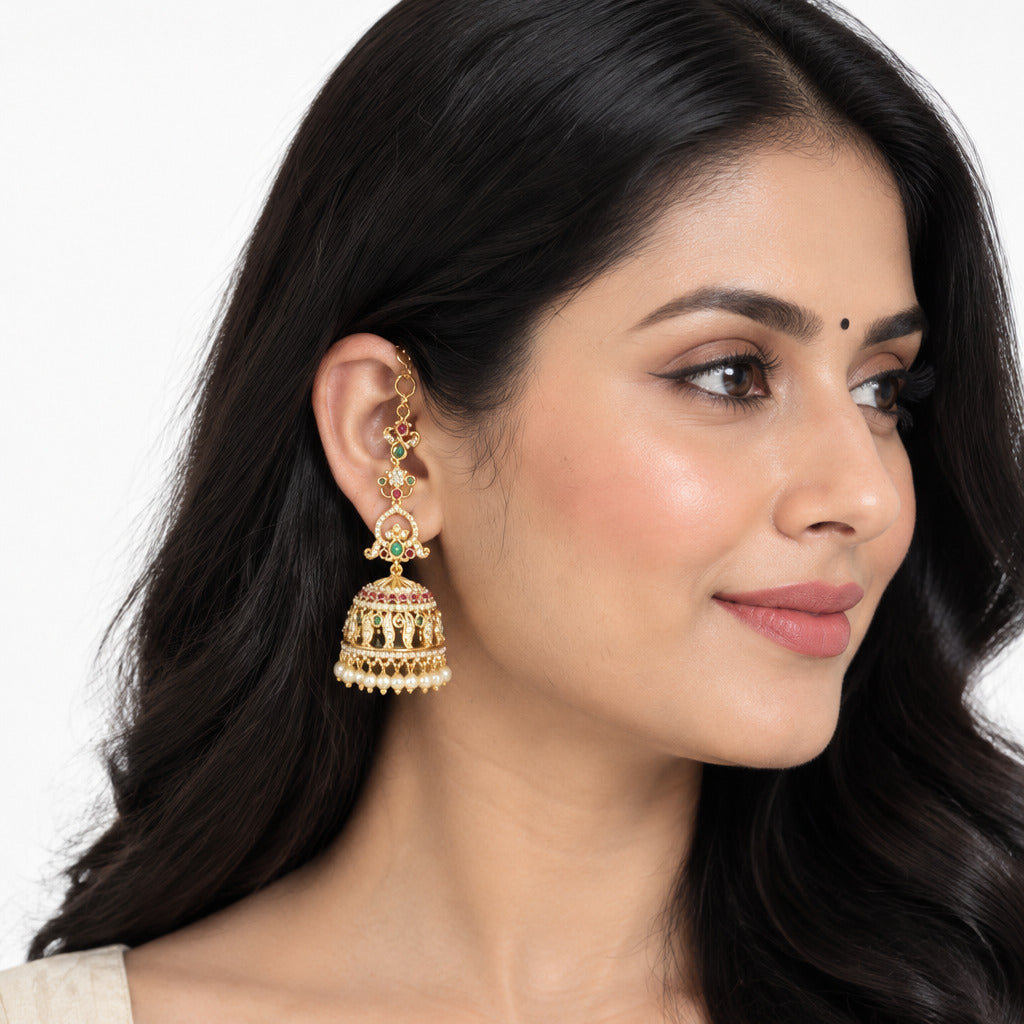 AD jhumka with Earchain