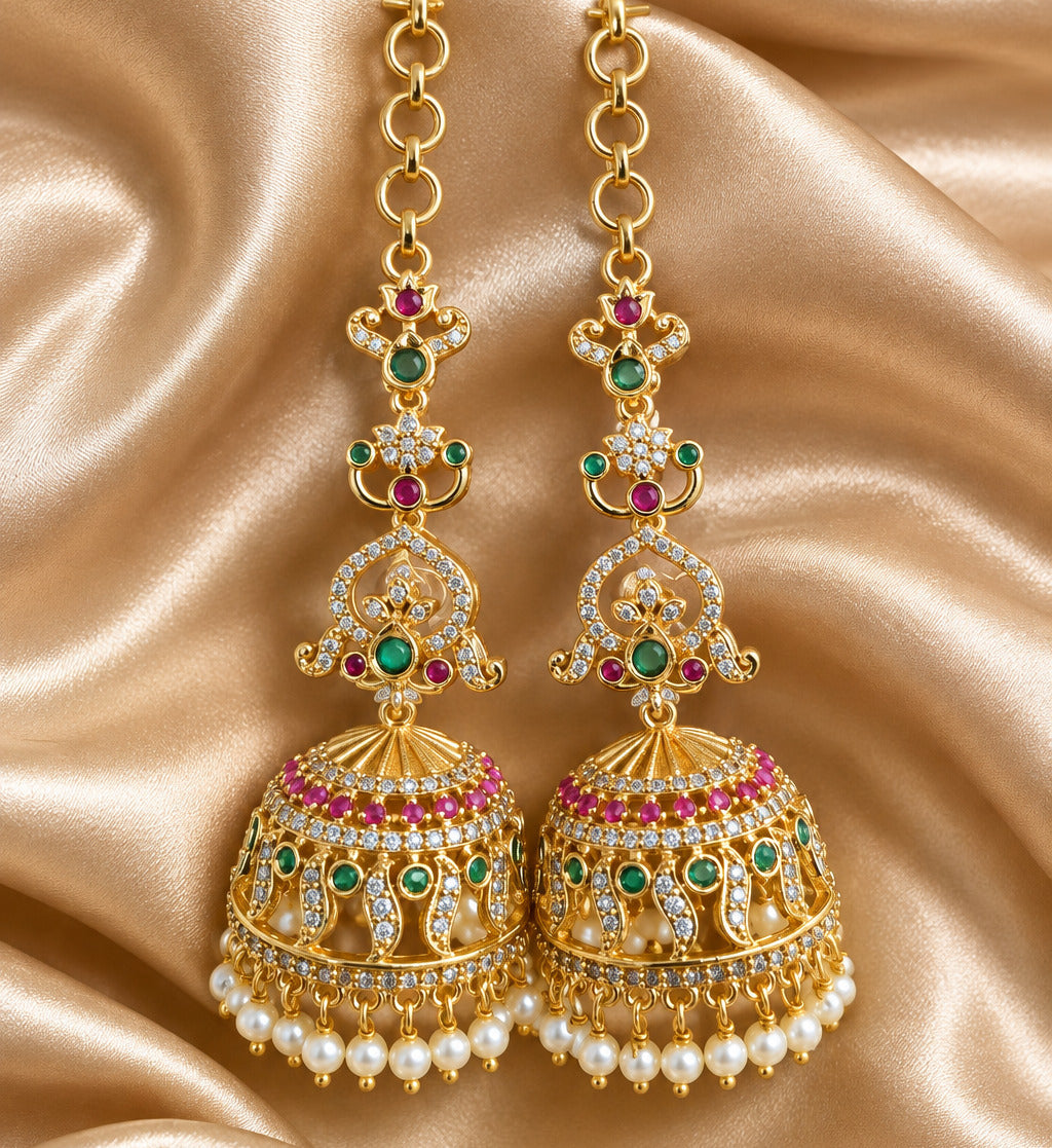 Kruthika AD Jhumka with Earchains