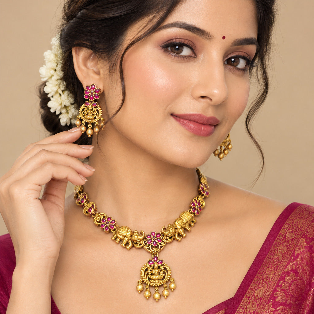 Shreshta Gaja Lakshmi Necklace set