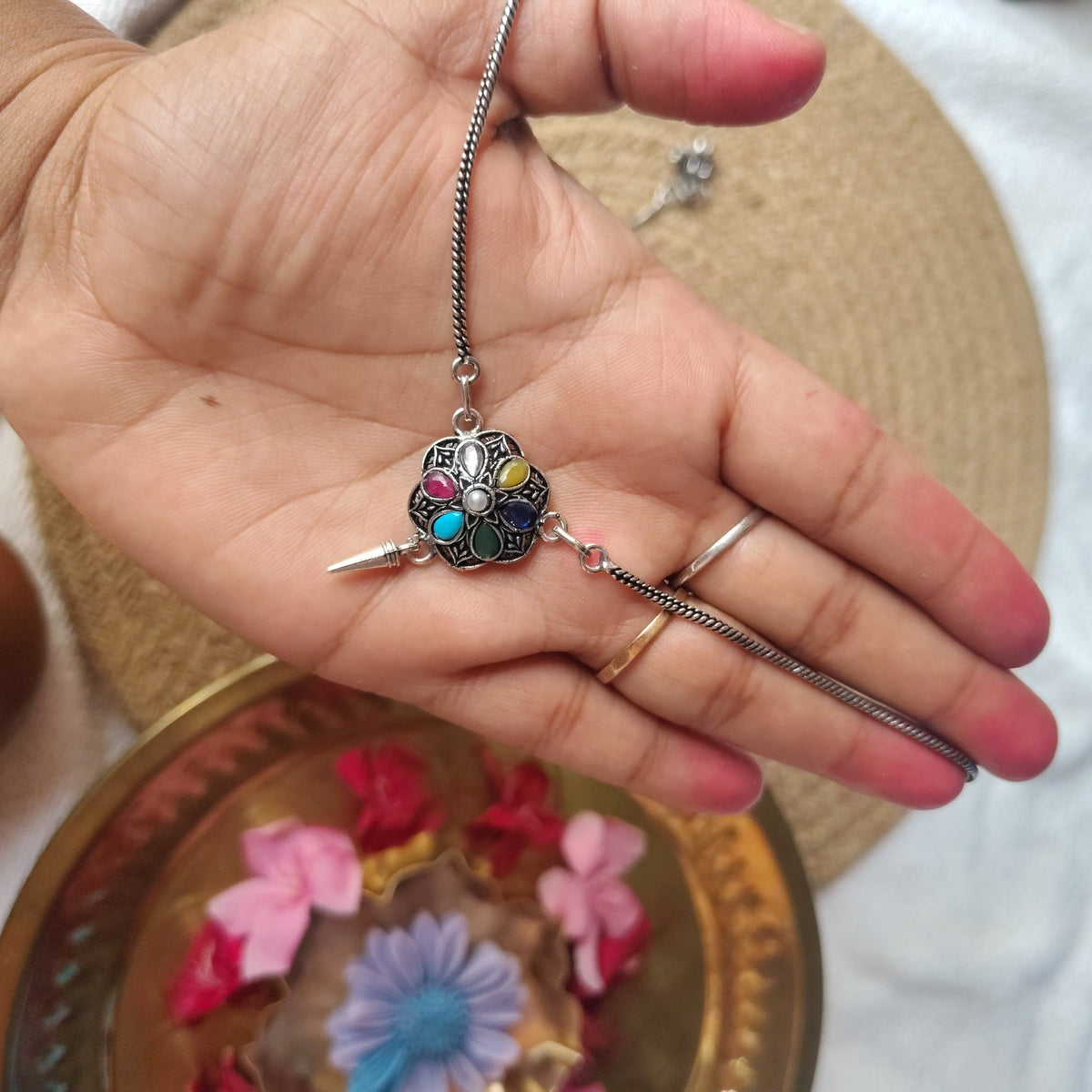 Mudrika oxidised anklets