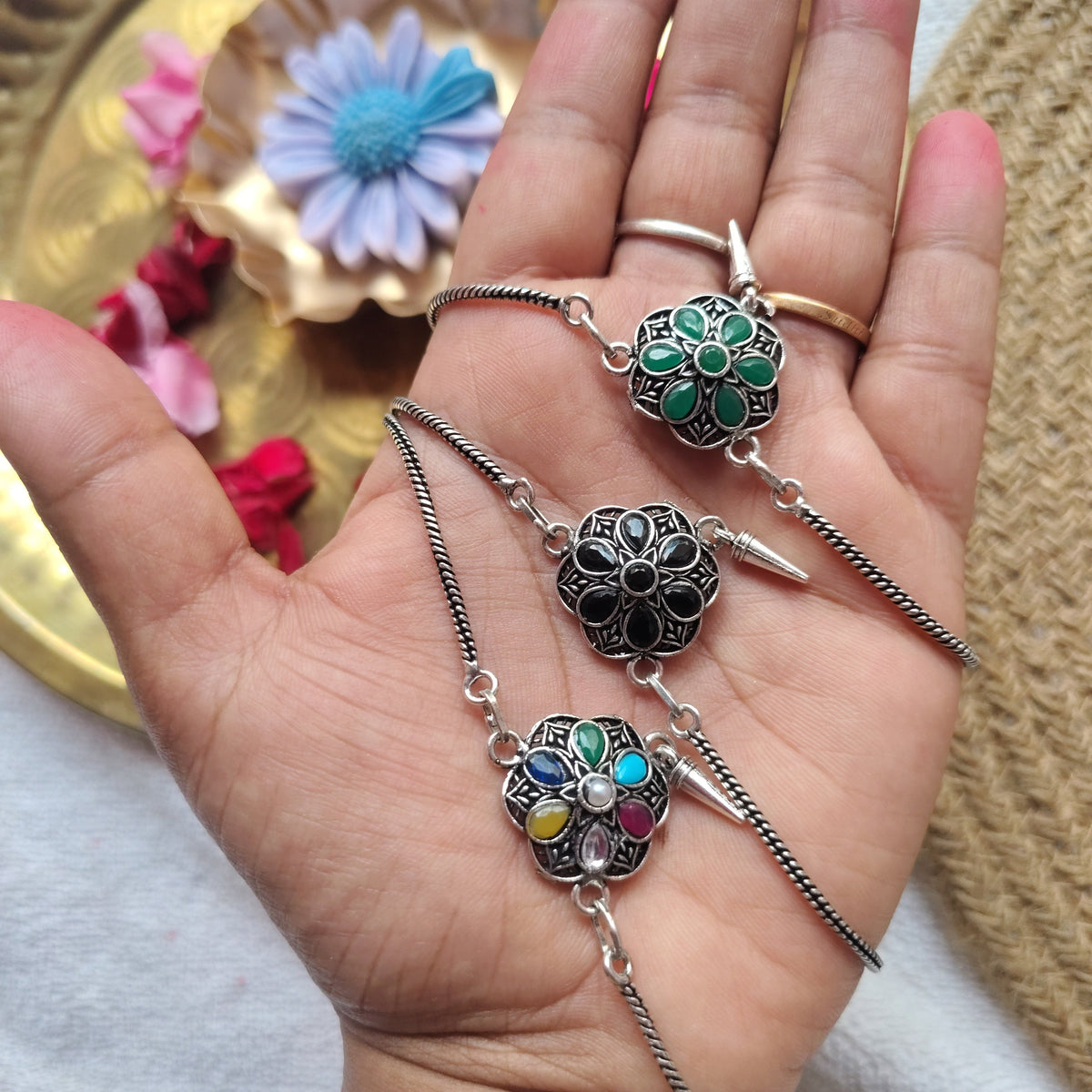 Mudrika oxidised anklets