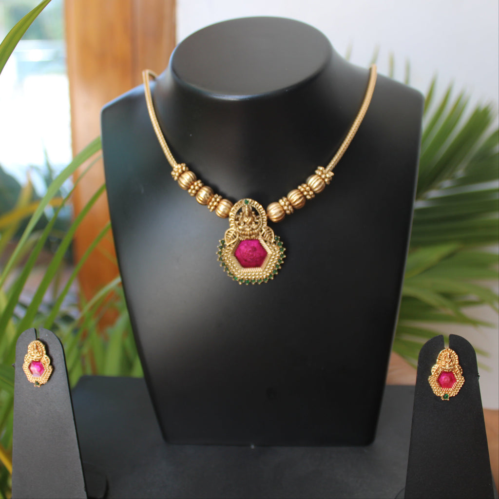 Traditional Palakka Lakshmi Necklace