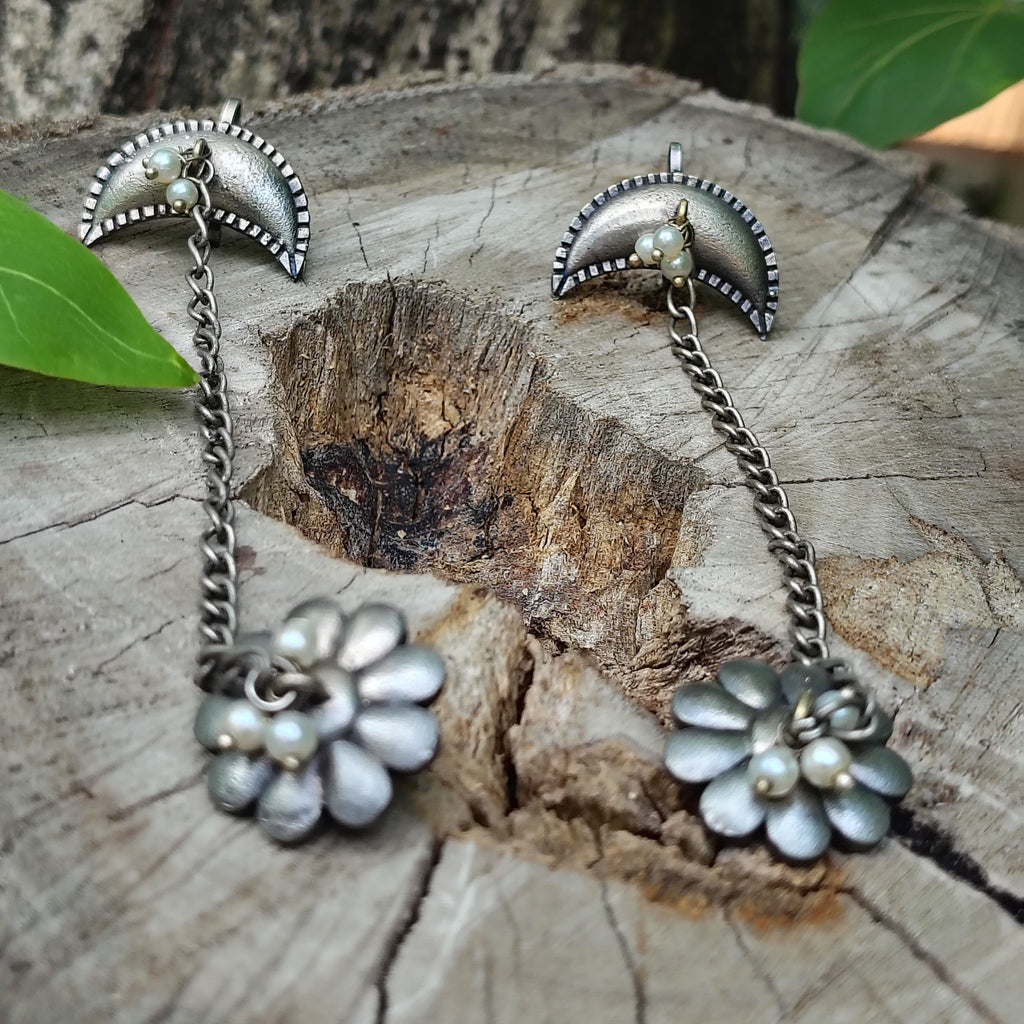 Moon floral Brass ear cuff