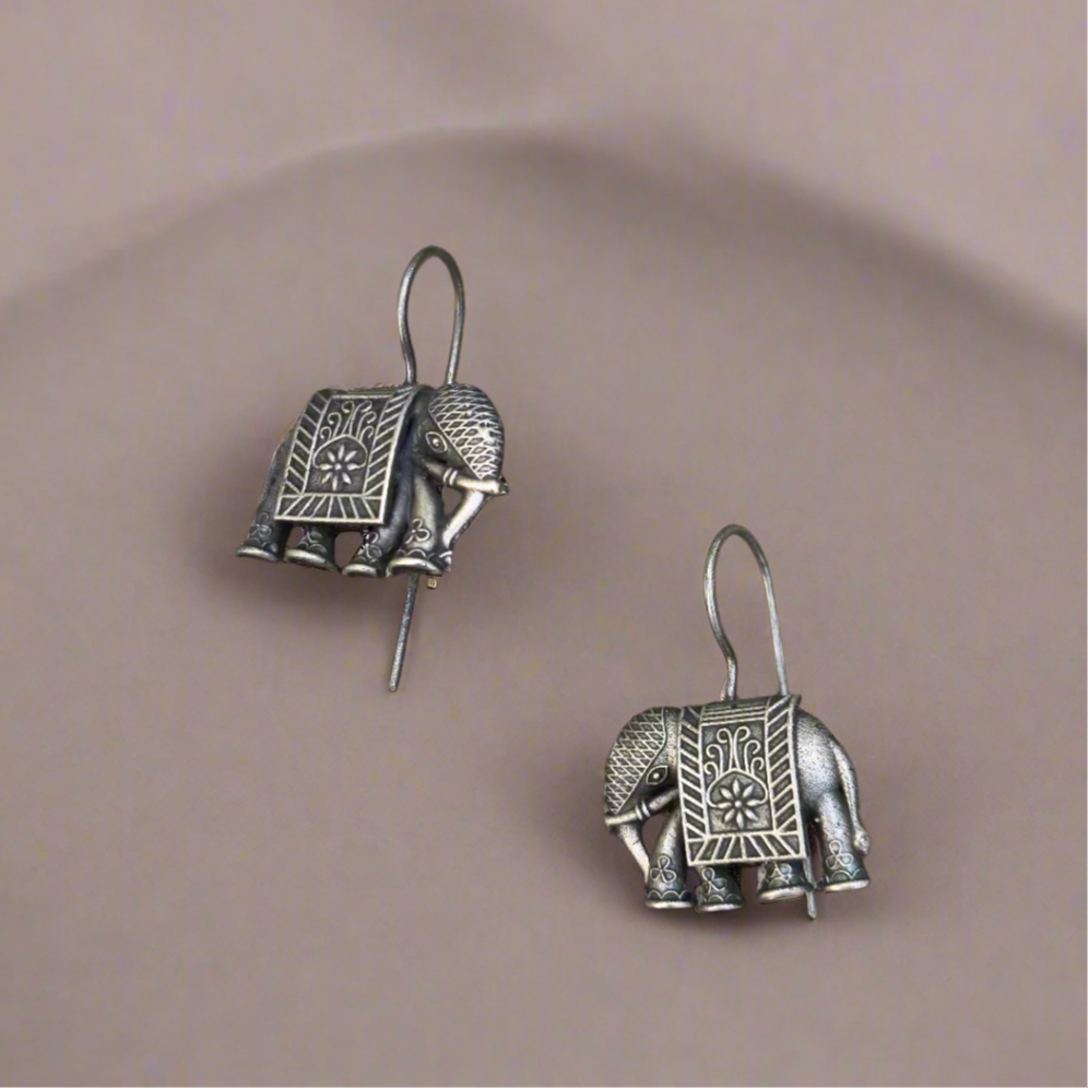 Elephant brass hook earrings